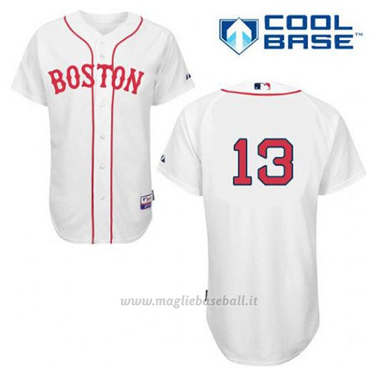Maglia Baseball Uomo Boston Red Sox 13 Hanley Ramirez Bianco Alterner 1ªCool Base